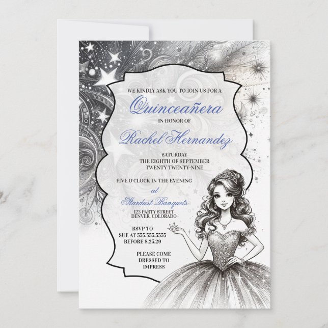 Crystal Quinceañera Girl Einladung (Vorderseite)
