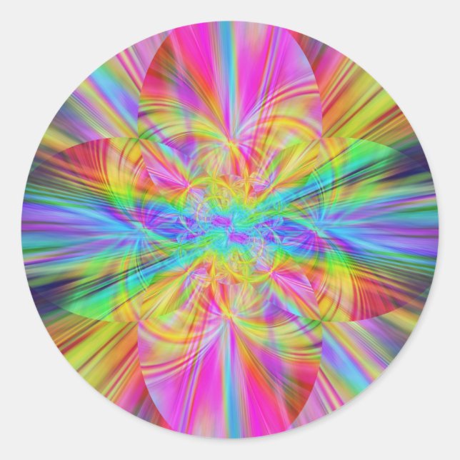 Crystal Rainbow Beams Runder Aufkleber (Vorderseite)