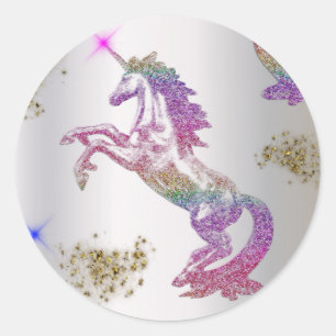 Crystal Rainbow Unicorns Runder Aufkleber