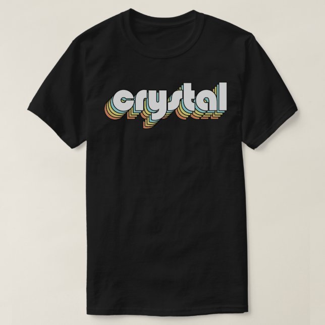 Crystal Retro Rainbow Typografy Faded Style T-Shirt (Design vorne)