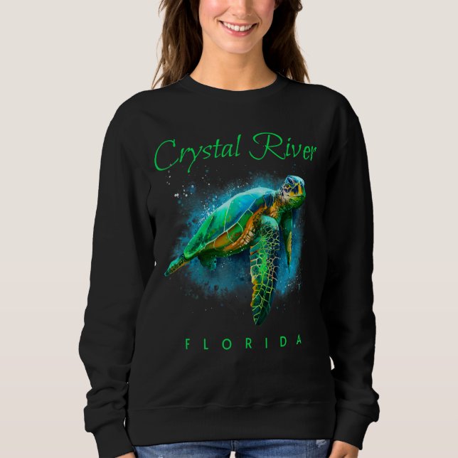 Crystal River Florida Wasserfarbenschildkröte Sweatshirt (Vorderseite)