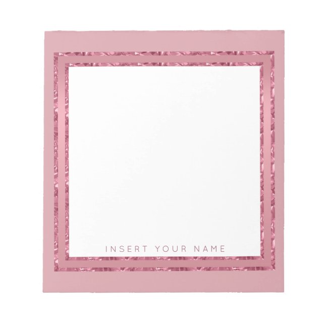 Crystal Rose Gold Personalisiert Notepad 5,5" x 6" Notizblock (Vorderseite)