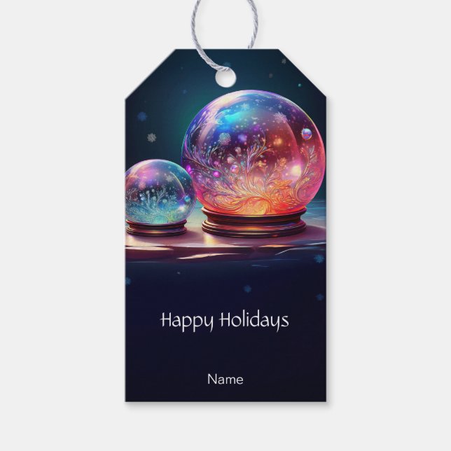 Crystal Snowballs Holiday Gift Tag Geschenkanhänger (Vorderseite)