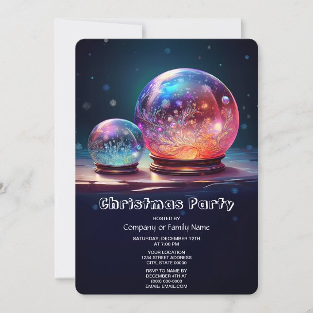 Crystal Snowballs Holiday Party Invitation Einladung (Vorderseite)