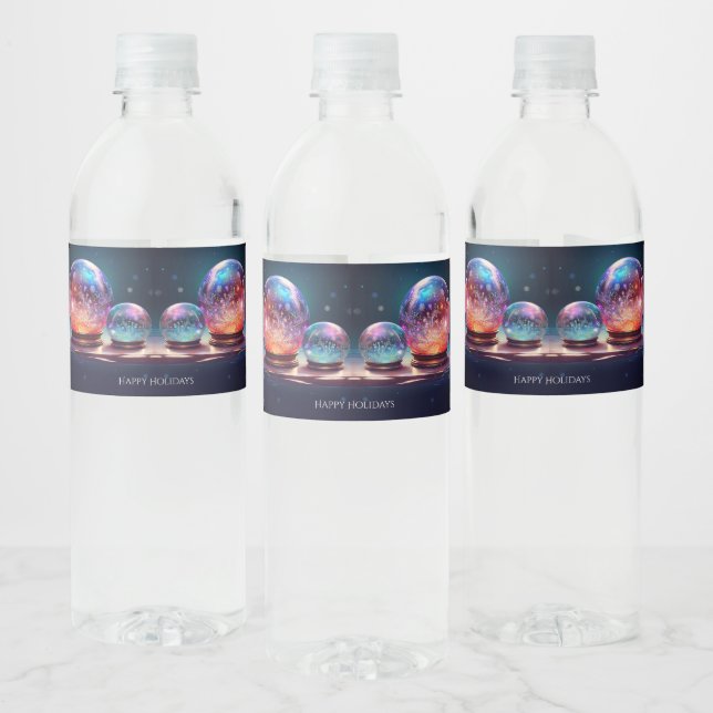 Crystal Snowballs Holiday Water Bottle Label (Flaschen)