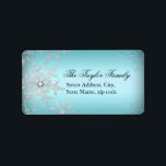 Crystal Snowflake Blue Christmas Address Labels Adressaufkleber<br><div class="desc">Blue Christmas Address Labels. Elegante Kristallschneeflocken. Bitte beachten Sie: Alle flachen Bilder!</div>
