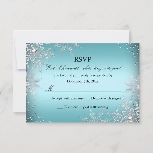 Crystal Snowflake Blue Christmas Party RSVP (Devant)