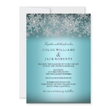 Crystal Snowflake Blue Winter Wedding Invitation