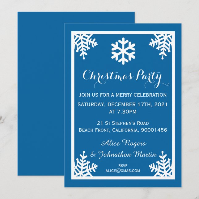 Crystal Snowflake Christmas Party Invitation Einladung (Vorne/Hinten)