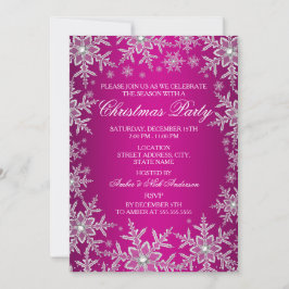 Crystal Snowflake Hot Pink Weihnachts-Party laden Einladung