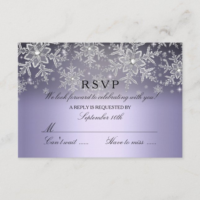 Crystal Snowflake Lila Winter UAWG RSVP Karte (Vorderseite)