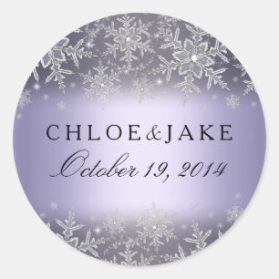 Crystal Snowflake Lila Winterhochzeit Sticker