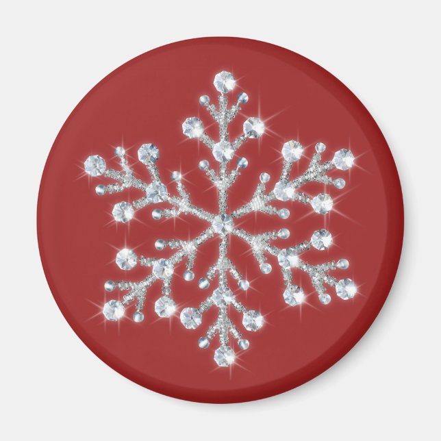 Crystal Snowflake Magnet (rot) (Vorne)