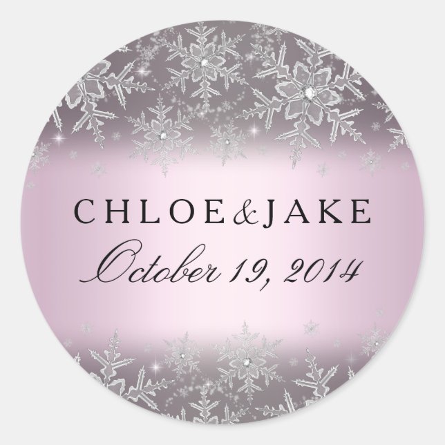 Crystal Snowflake Pink Winter Wedcker Sticker (Vorderseite)