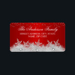 Crystal Snowflake Red Christmas Address Labels Adressaufkleber<br><div class="desc">Weihnachts-Weihnachtsadresse Labels. Elegante funkelnde Kristallschneeflocken. Bitte beachten Sie: Alle flachen Bilder!</div>