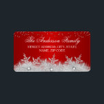 Crystal Snowflake Red Christmas Address Labels Adressaufkleber<br><div class="desc">Weihnachts-Weihnachtsadresse Labels. Elegante funkelnde Kristallschneeflocken. Bitte beachten Sie: Alle flachen Bilder!</div>