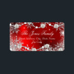 Crystal Snowflake Red Christmas Address Labels Adressaufkleber<br><div class="desc">Red & Silver Weihnachtsadressen Labels. Silver Sparkle Schneeflocke Design. Bitte beachten Sie: Alle flachen Bilder haben keine echten Juwelen!</div>