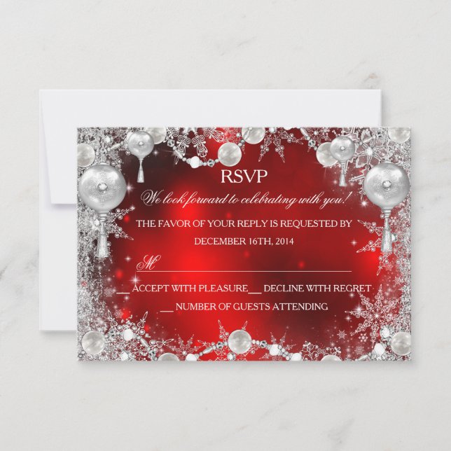 Crystal Snowflake Red Christmas Holiday UAWG RSVP Karte (Vorderseite)