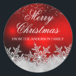 Crystal Snowflake Red Christmas Sticker<br><div class="desc">Weihnachtssticker. Elegante funkelnde Kristallschneeflocken. Bitte beachten Sie: Alle flachen Bilder!</div>