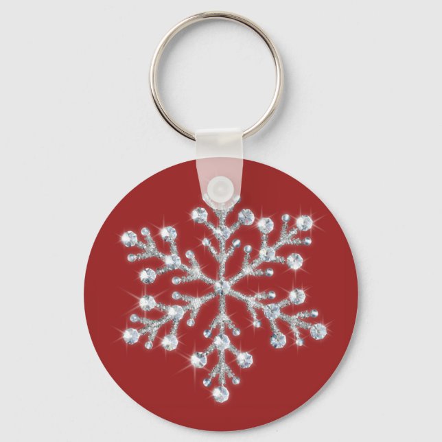 Crystal Snowflake Schlüsselanhänger (rot) (Vorderseite)