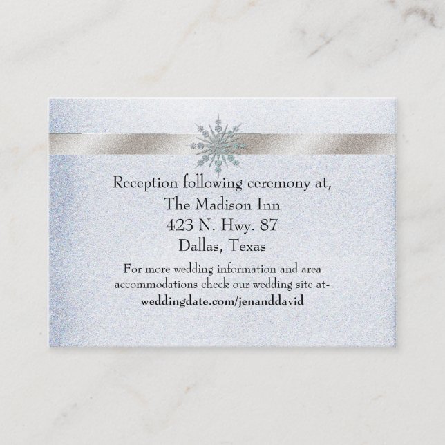 Crystal Snowflake Winter Wedding Card Begleitkarte (Vorderseite)