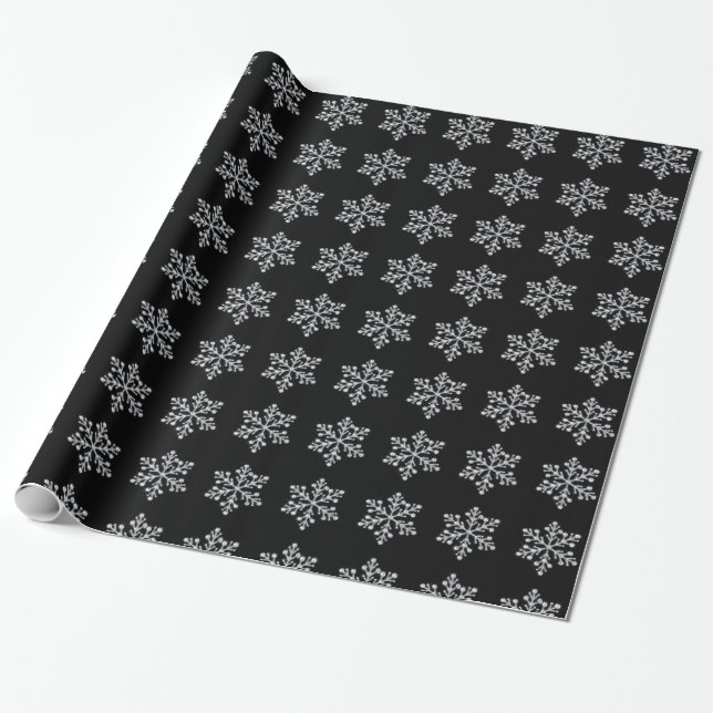 Crystal Snowflake Wrapping Paper - schwarz Geschenkpapier (Ungerollt)