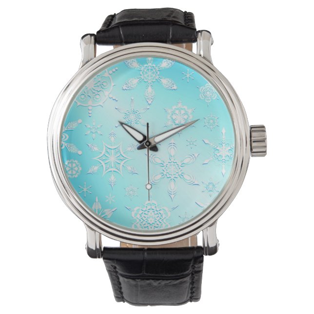 Crystal Snowflakes Pattern Armbanduhr (Vorderseite)