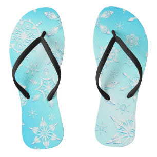 Crystal Snowflakes Pattern Flip Flops