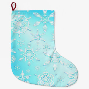 Crystal Snowflakes Pattern Großer Weihnachtsstrumpf
