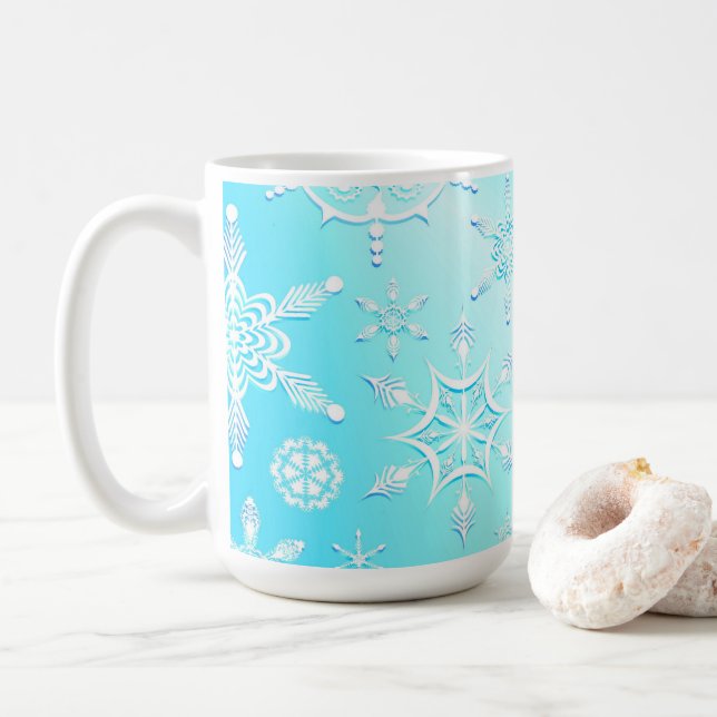 Crystal Snowflakes Pattern Kaffeetasse (Mit Donut)