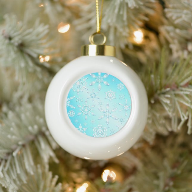 Crystal Snowflakes Pattern Keramik Kugel-Ornament (Baum)