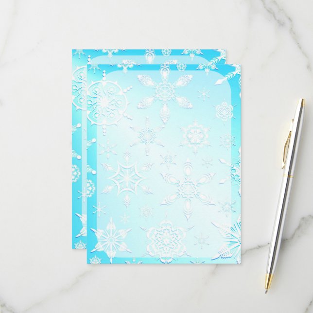 Crystal Snowflakes Pattern RSVP Karte (Vorderseite/Rückseite Beispiel)