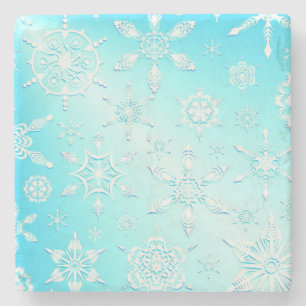 Crystal Snowflakes Pattern Steinuntersetzer