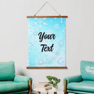 Crystal Snowflakes Pattern Wandteppich Mit Holzrahmen
