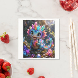Crystal Sprout – Süße Kristall-Drache Fantasy-Kuns Serviette