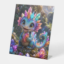 Crystal Sprout – Süße Kristall-Drache Fantasy-Kuns Sockelschild