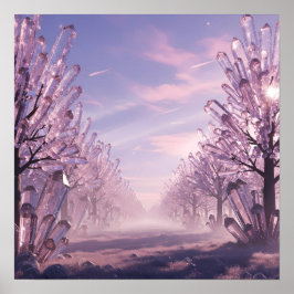 Crystal Trees Avenue in the Pink Horizon Poster