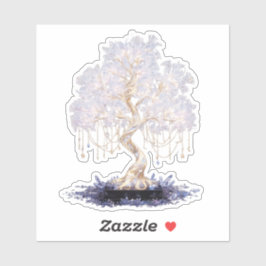 Crystal vinyl sticker of a golden galaxy tree