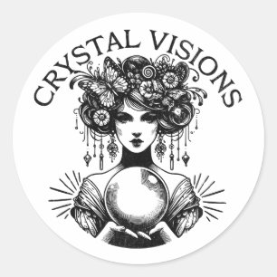 Crystal Visions Mystical Woman Vintage T-Shirt B Runder Aufkleber
