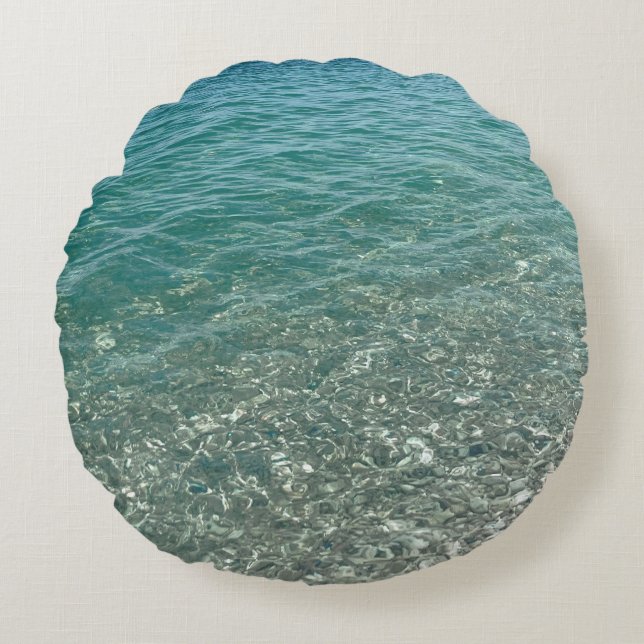 Crystal Water Beach Vibe Rundes Kissen (Vorderseite)