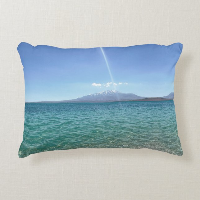 Crystal Water View Blue Sky Beach Vibe Friedlich Dekokissen (Vorderseite)