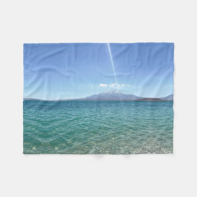 Crystal Water View Blue Sky Beach Vibe Friedlich Fleecedecke (Vorderseite (Horizontal))
