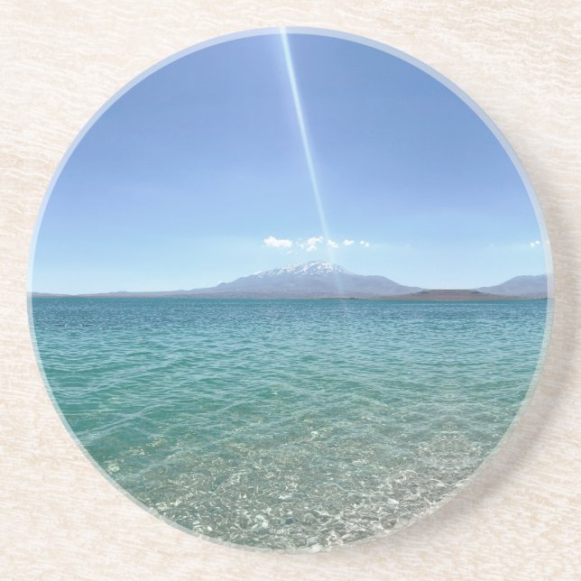 Crystal Water View Blue Sky Beach Vibe Friedlich Getränkeuntersetzer (Vorne)