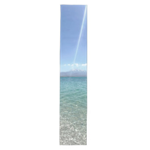 Crystal Water View Blue Sky Beach Vibe Friedlich Mittelgroßer Tischläufer