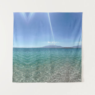Crystal Water View Blue Sky Beach Vibe Friedlich Wandteppich