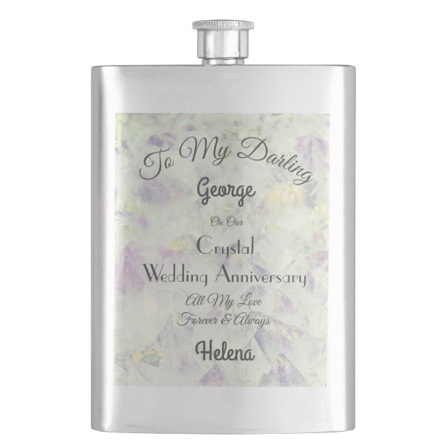Crystal Wedding Anniversary Classic Flask Flachmann (Vorderseite)