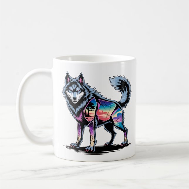Crystal Wolf Biome - Fractured Nature T - Shirt Kaffeetasse (Links)