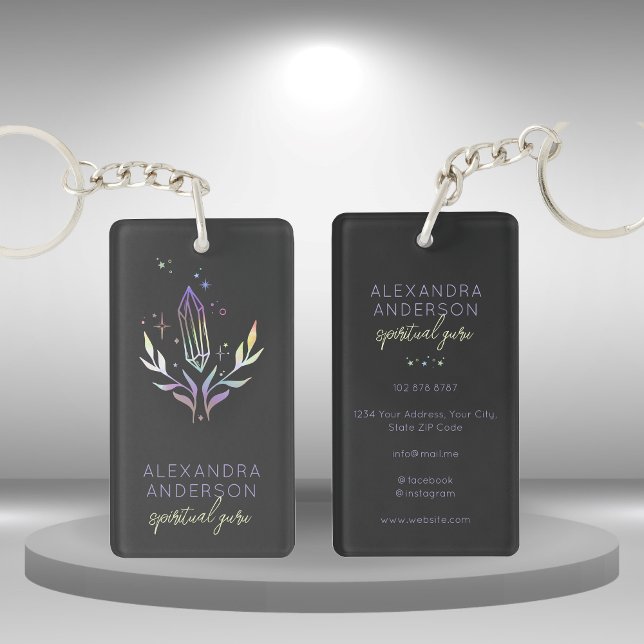 Crystales spirituelles holographiques Mystique Noi (Holographic Spiritual Crystals Mystic Black Keychain)