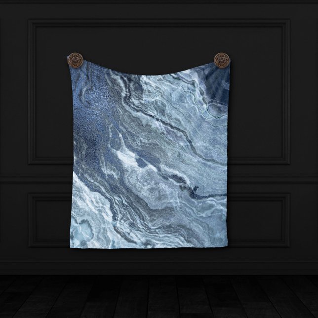 Crystalized Blue Agate | Dusty Slate Marble Stone Fleecedecke (Von Creator hochgeladen)