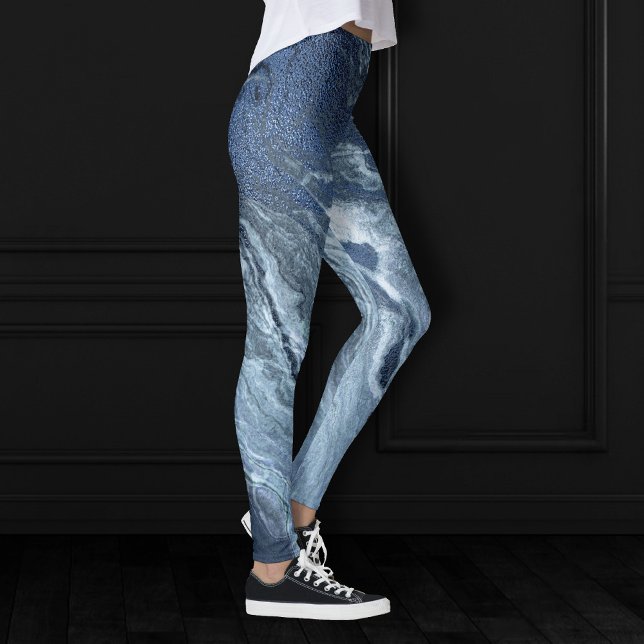 Crystalized Blue Agate | Dusty Slate Marble Stone Leggings (Von Creator hochgeladen)